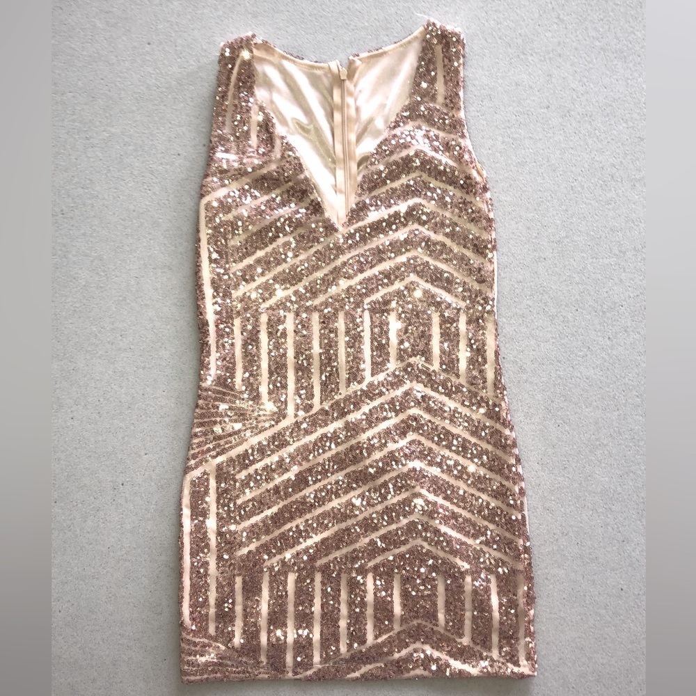 Rose Gold Sequins Cocktail Dress